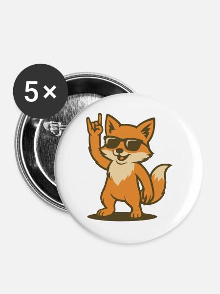 Fox on Fire - Buttons groß 56 mm (5er Pack) - Weiß