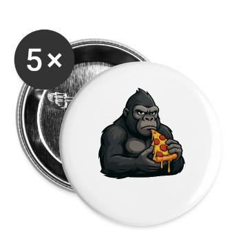 Cute Gorilla Pizza Italian Cartoon Food - Buttons large 2.2''/56 mm (5-pack) - white - Front