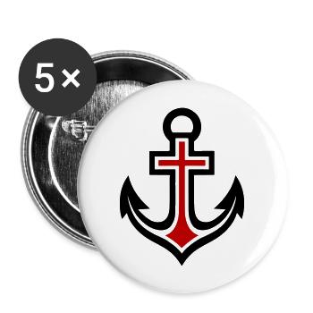 Anchor Cross Icon - Buttons large 2.2''/56 mm (5-pack) - white - Front