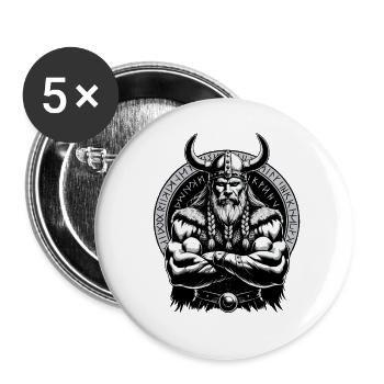 Norse Mythology Viking Warrior Valhalla - Buttons large 2.2''/56 mm (5-pack) - white - Front
