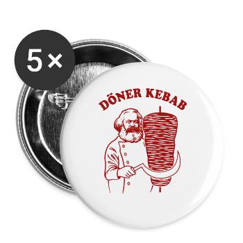 Döner Kebab - Karl Marx - Fast Food - Buttons groß 56 mm (5er Pack) - Weiß - Vorne