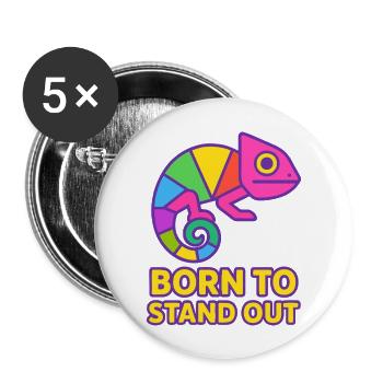 Chameleon Pride – Stand out with style Gay Pride CSD - Buttons large 2.2''/56 mm (5-pack) - white - Front