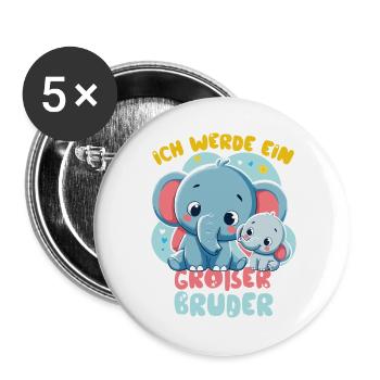 Nachwuchs Verkünden | Ich Werde Großer Bruder 2027 - Buttons groß 56 mm (5er Pack) - Weiß - Vorne