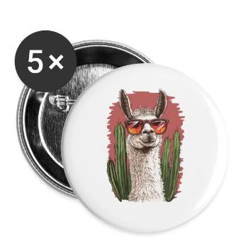 Lustiges Lama Alpaka Llama Tier Geschenk - Buttons groß 56 mm (5er Pack) - Weiß - Vorne