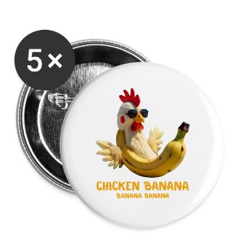 Funny Chicken Banana Gift For Brainrot Meme Lovers - Buttons large 2.2''/56 mm (5-pack) - white - Front