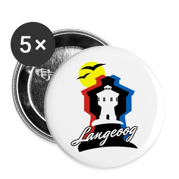 Langeoog Style mit Wasserturm - Buttons groß 56 mm (5er Pack) - Weiß - Vorne