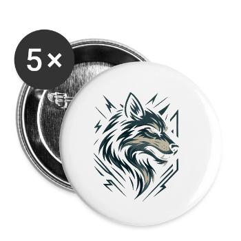 Wolf Design - Buttons groß 56 mm (5er Pack) - Weiß - Vorne