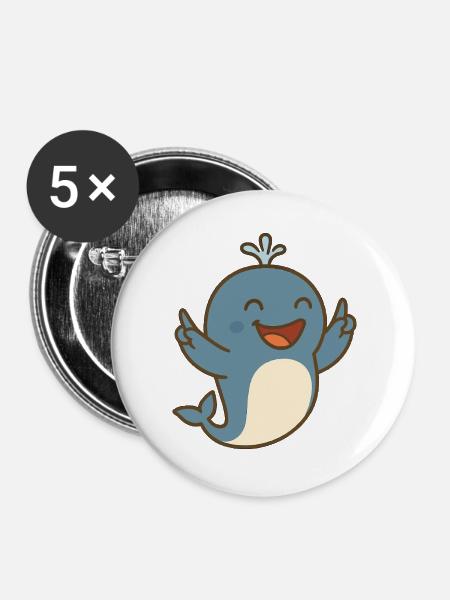 Fröhlicher Wasserfreund - Buttons groß 56 mm (5er Pack) - Weiß