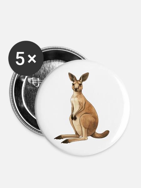 Känguru - Buttons groß 56 mm (5er Pack) - Weiß