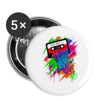 The 90s Sound - Graffiti Cassette Colorful Neon - Buttons large 2.2''/56 mm (5-pack) - white - Front