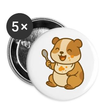 Drôle de cochon d’Inde alimentation pour bébé - Lot de 5 grands badges (56 mm) - blanc - Devant