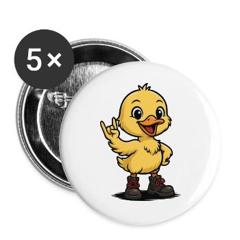Bébé canard à bascule avec des bottes - Lot de 5 grands badges (56 mm) - blanc - Devant