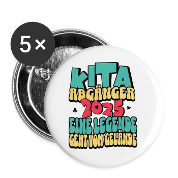 Kita Abgänger 2025 | Eine Legende geht vom Gelände - Buttons groß 56 mm (5er Pack) - Weiß - Vorne