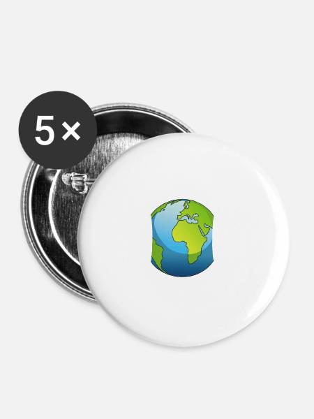 Planet Erde und Musik - Buttons groß 56 mm (5er Pack) - Weiß