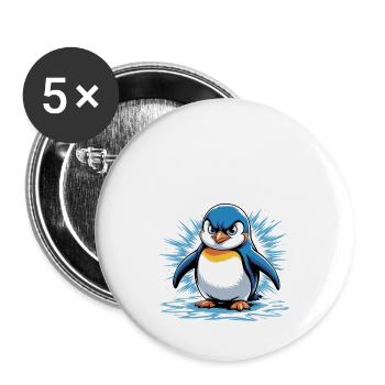 Good morning? Very thin ! Funny Penguin - Buttons large 2.2''/56 mm (5-pack) - white - Front