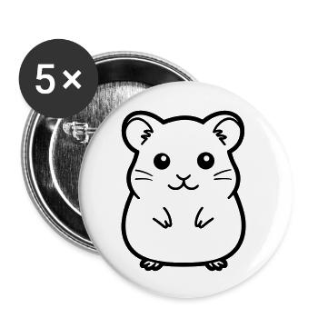 Hamster - Buttons groß 56 mm (5er Pack) - Weiß - Vorne