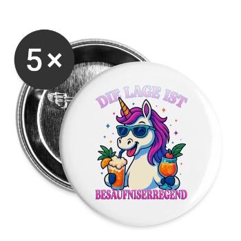 Die Lage ist besäufniserregend Einhorn Cocktails - Buttons groß 56 mm (5er Pack) - Weiß - Vorne