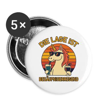 Die Lage ist besäufniserregend Retro Einhorn Spaß - Buttons groß 56 mm (5er Pack) - Weiß - Vorne