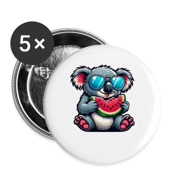Süßer Koala Wassermelone Sommer Cartoon Frucht - Buttons groß 56 mm (5er Pack) - Weiß - Vorne