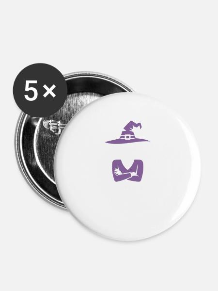 Resting Witch Face Halloween - Buttons groß 56 mm (5er Pack) - Weiß