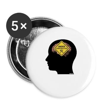 Achtsames Bauen Gehirn T-Shirt - Buttons groß 56 mm (5er Pack) - Weiß - Vorne