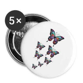 Bunte Schmetterlinge. - Buttons groß 56 mm (5er Pack) - Weiß - Vorne