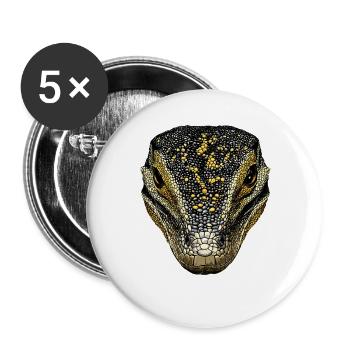 Waran Echse Reptil Komodowaran Bindenwaran Lizard - Buttons groß 56 mm (5er Pack) - Weiß - Vorne