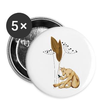Samengebundener Zentaur mit getrockneten Schoten - Buttons groß 56 mm (5er Pack) - Weiß - Vorne