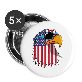 Eagle and American Flag - Buttons large 2.2''/56 mm (5-pack) - white - Front