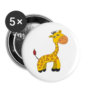 Charming Giraffe Caricature on Plush - Buttons large 2.2''/56 mm (5-pack) - white - Front