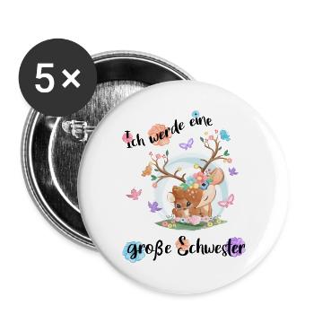 Nachwuchs Verkünden Ich Werde Große Schwester 2027 - Buttons groß 56 mm (5er Pack) - Weiß - Vorne