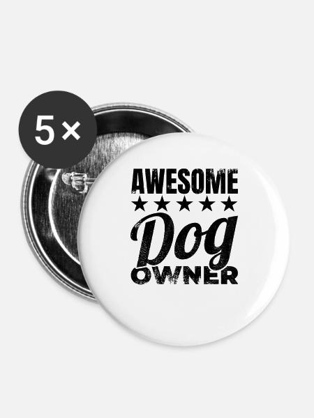 Toller Hundehalter - Buttons groß 56 mm (5er Pack) - Weiß