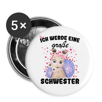 Nachwuchs Verkünden Ich Werde Große Schwester 2027 - Buttons groß 56 mm (5er Pack) - Weiß - Vorne