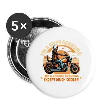 Grandma Biker Ride Nouveauté Design - Lot de 5 grands badges (56 mm) - blanc - Devant
