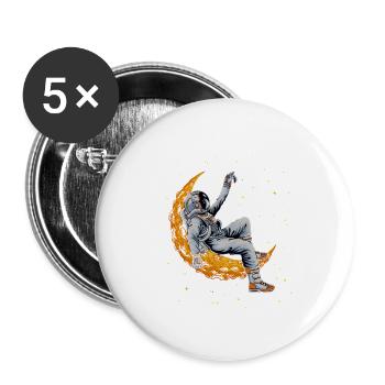 Reveur d'étoile Astronaute sur la Lune - Lot de 5 grands badges (56 mm) - blanc - Devant