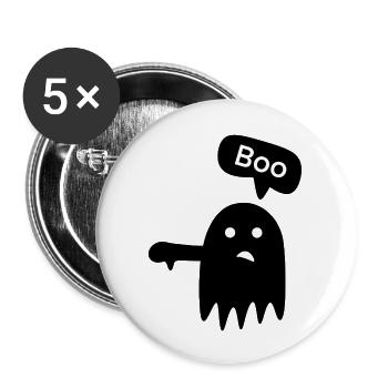 Spooky „Boo!“ - Buttons groß 56 mm (5er Pack) - Weiß - Vorne