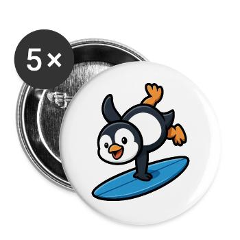 Cool pingouin surfeur piscine d’été plage tenue - Lot de 5 grands badges (56 mm) - blanc - Devant