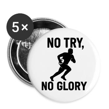 Pas d’essai, pas de gloire, rugby - Lot de 5 grands badges (56 mm) - blanc - Devant