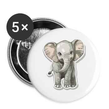 Süßer Elefant – Geschenkidee für Tierfreunde - Buttons groß 56 mm (5er Pack) - Weiß - Vorne