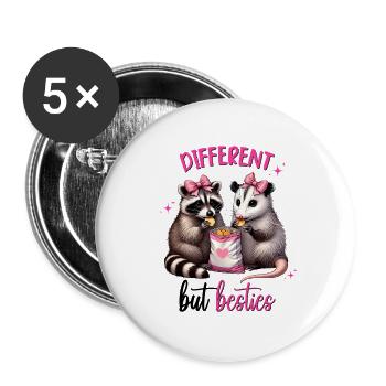 Anders, aber Besties, Freundschaft, Valentinstag - Buttons groß 56 mm (5er Pack) - Weiß - Vorne