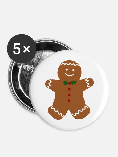 Lebkuchenmann - Buttons groß 56 mm (5er Pack) - Weiß