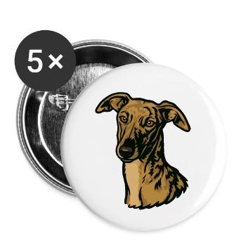 Galgo Español – Pride & Beauty - Lot de 5 grands badges (56 mm) - blanc - Devant