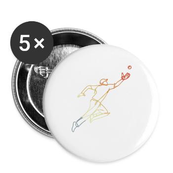 Cricketer Skizze Vintage Look - Buttons groß 56 mm (5er Pack) - Weiß - Vorne