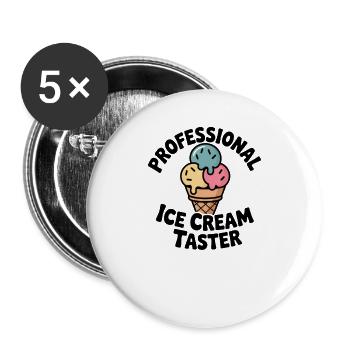 Dégustateur professionnel de glaces glaces - Lot de 5 grands badges (56 mm) - blanc - Devant