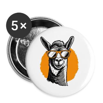 Lama mit Sonnenbrille - Buttons groß 56 mm (5er Pack) - Weiß - Vorne