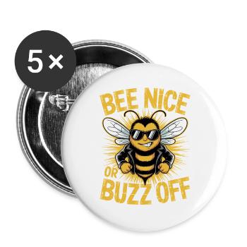 Bee Beekeeper Bee Nice Or Buzz Off Beekeeper - Buttons large 2.2''/56 mm (5-pack) - white - Front