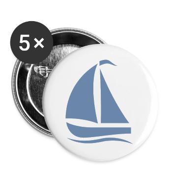 Silhouette de voilier minimaliste Mer du Nord - Lot de 5 grands badges (56 mm) - blanc - Devant