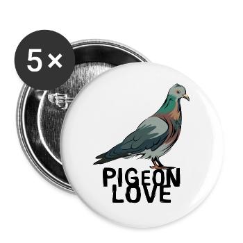 Pigeons Love - Bird Illustration for Pigeon Fans - Buttons large 2.2''/56 mm (5-pack) - white - Front
