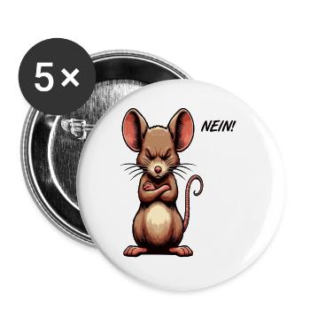 Nein Ratte Ratten Rattenbesitzer Rattenliebhaber - Buttons groß 56 mm (5er Pack) - Weiß - Vorne