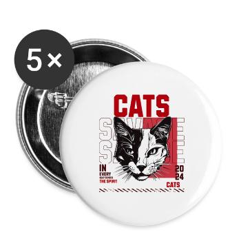 De l’art félin au design énergique - Lot de 5 grands badges (56 mm) - blanc - Devant